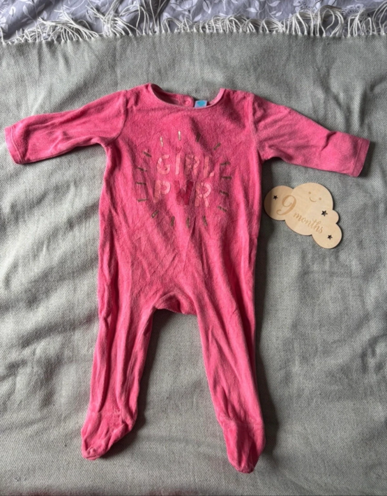 245/ Pyjama fuchsia girl power - Tex - 9 mois